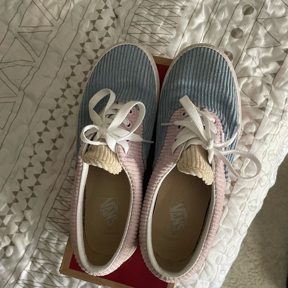 Vans Blue and Pink Corduroy Sneakers